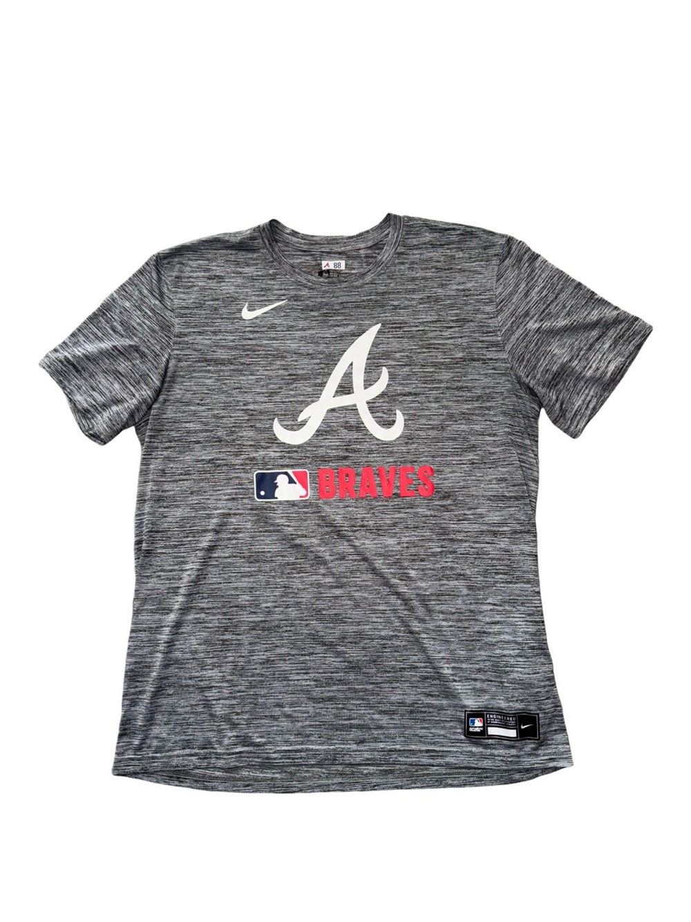 Nike Gray Atlanta Braves Heathered Performance Tee size large player edition
